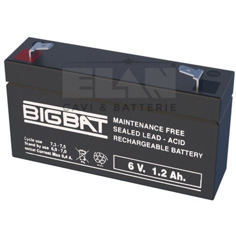 BIGBAT Blýsýrurafhlöða 6V 1,2Ah – F187 tengi