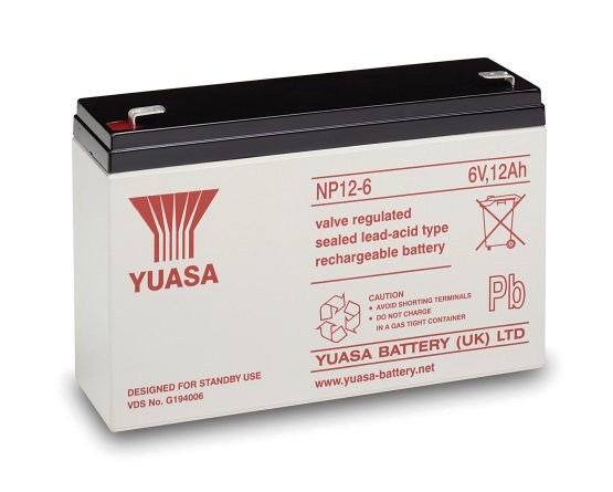 Yuasa NP12-6SL Blýsýrurafhlöða 6V 12Ah – F187 tengi