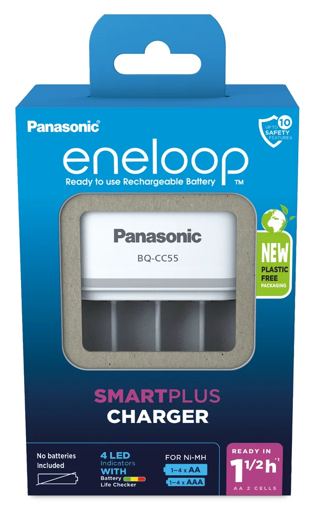 Panasonic Eneloop BQ-CC55 Hleðslutæki fyrir 1-4 stk AA/AAA