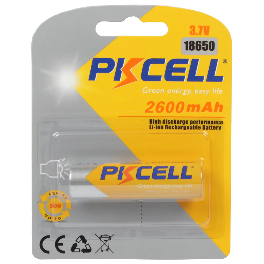 18650 PKCell án/topp 3.7V 2600