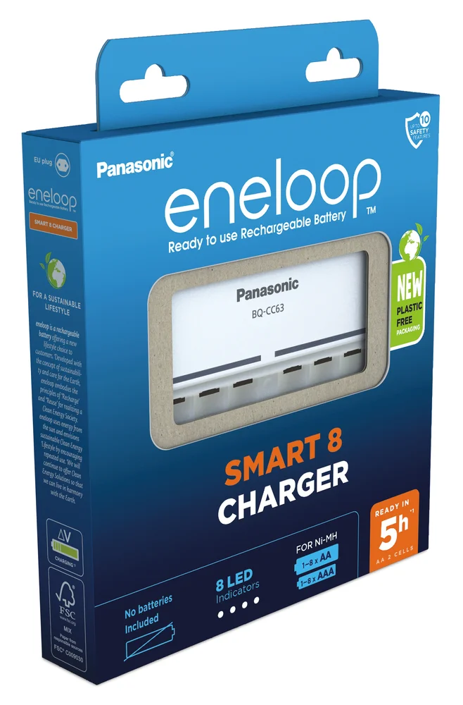 Panasonic BQ-CC63E Hleðslutæki fyrir 8 stk AA/AAA