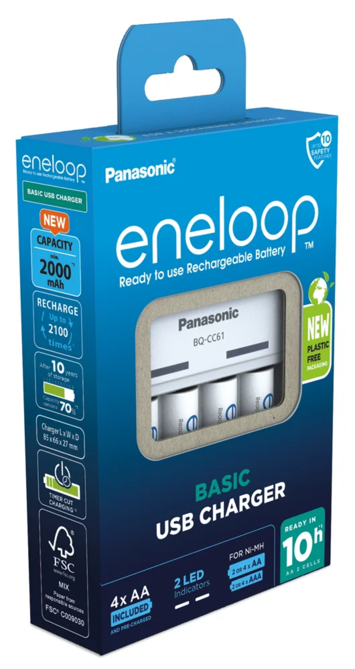 Panasonic BQ-CC61USB Hleðslutæki fyrir 4 stk AA/AAA