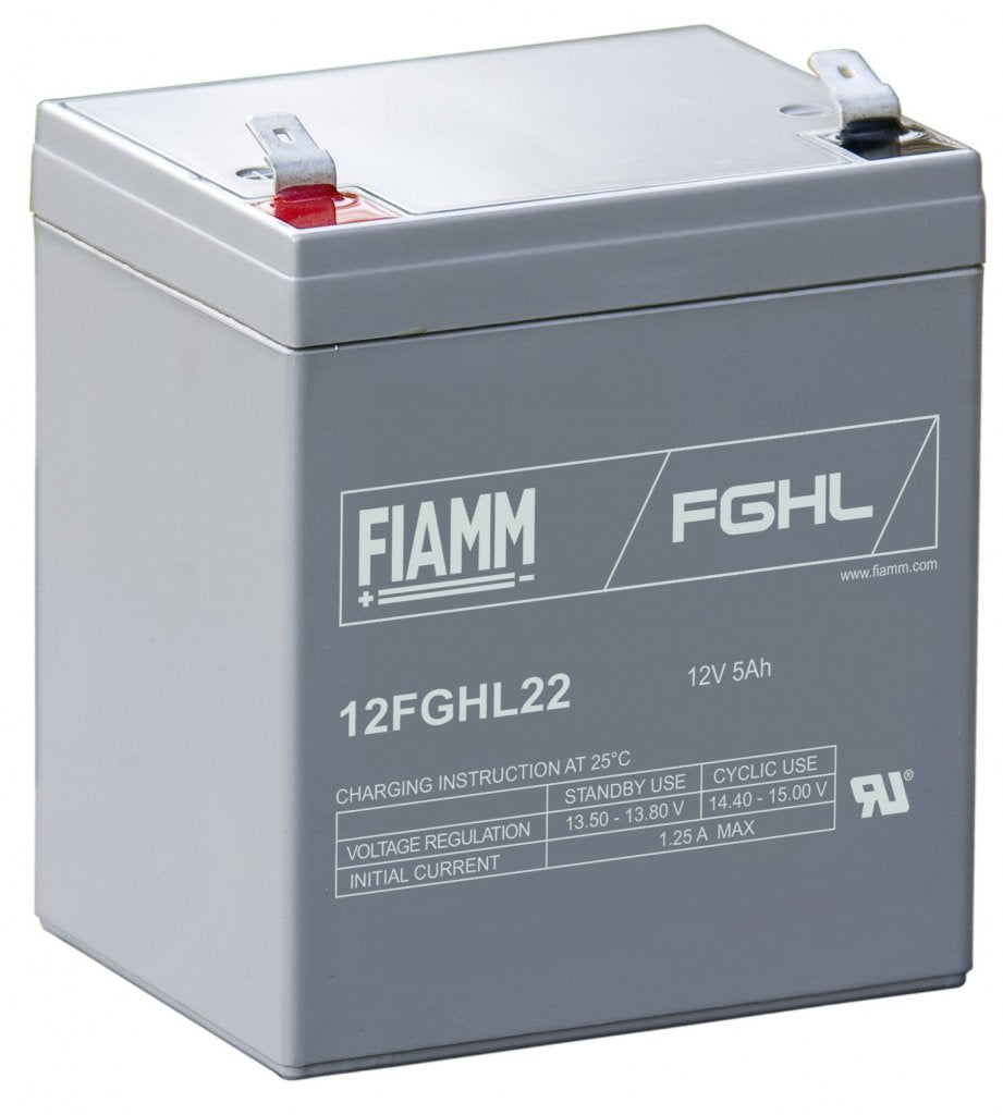 Fiamm 12FGHL22 Blýsýrurafhlöða 12V 5Ah – Faston 250 tengi – 10 ára ending