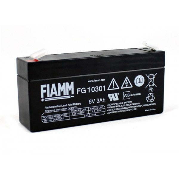 Fiamm FG10301 Blýsýrurafhlöða 6V 3,4Ah – Faston 1F tengi