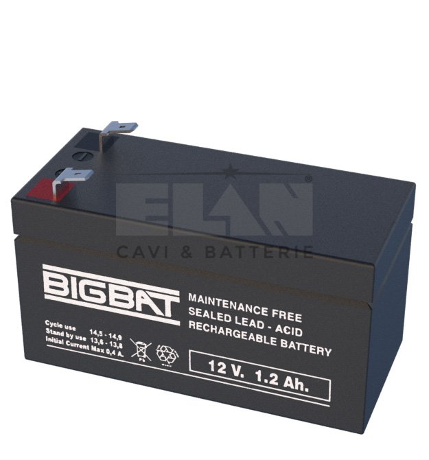 BIGBAT Blýsýrurafhlöða 12V 1,2Ah – F187 tengi