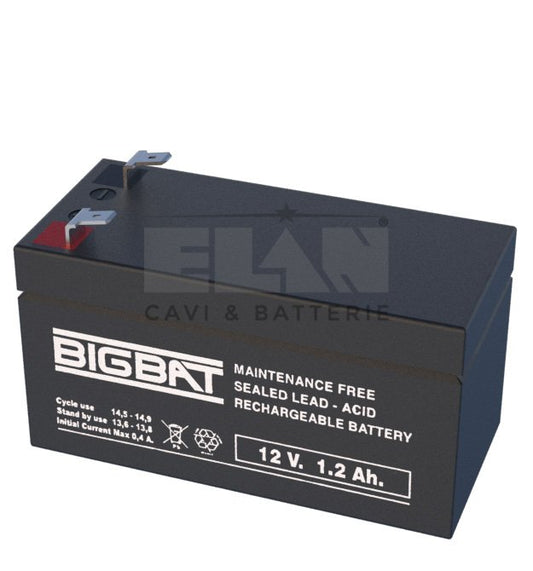 BIGBAT Blýsýrurafhlöða 12V 1,2Ah – F187 tengi