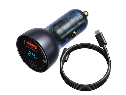 Hraðhleðslukubbur í bíl USB-C og USB 65w