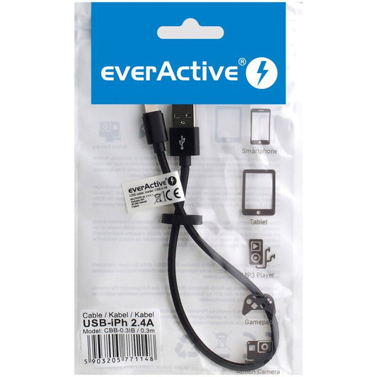 everActive CBB-0.3IB iPhone Lightning Hleðsusnúra 30cm Nylon