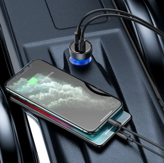 Hraðhleðslukubbur í bíl USB-C og USB 65w