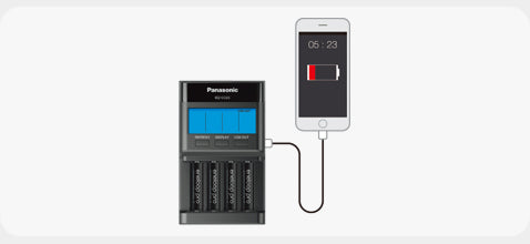 Panasonic BQ-CC65E Hleðslutæki fyrir 4 stk AA/AAA